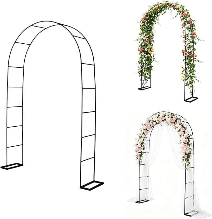 Thorise 7.9 Ft H x 4.6 Ft W Metal Pergola Arbor,Assemble Freely 2 Sizes,for Various Climbing Plant Wedding Garden Arch Bridal Party Decoration Wide Arbor