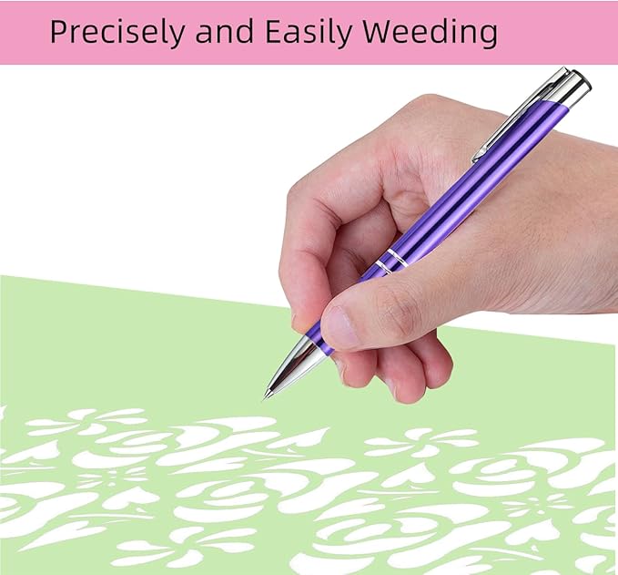 2 Pcs Pin Pen Weeding Pen Tool for Easy Weeding Vinyl, Quick Air Release Vinyl Weeding Pen, Retractable Weeding Pen Pin, Tint Tools Pen Pin Pinpen (2 Pcs Purple)