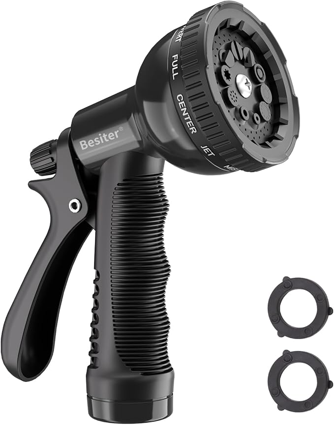 Besiter Garden Hose Nozzle Sprayer: 2 Pack 10 Watering Patterns Spray Nozzles Heavy Duty Hose Head Hose Attachment