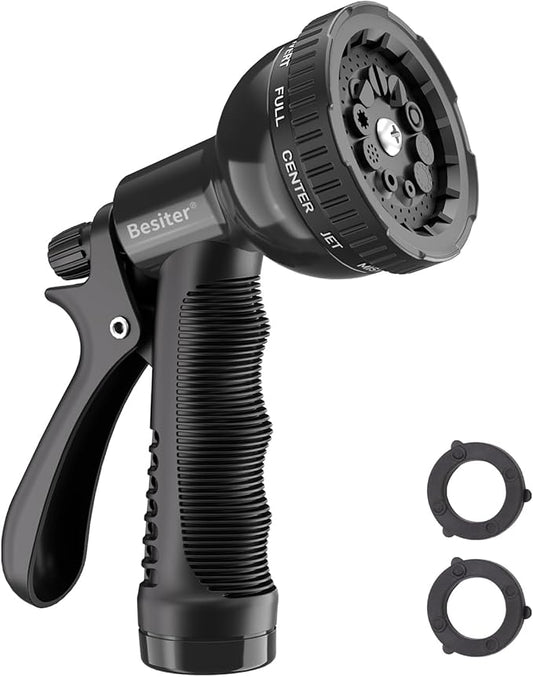 Besiter Garden Hose Nozzle Sprayer: 2 Pack 10 Watering Patterns Spray Nozzles Heavy Duty Hose Head Hose Attachment