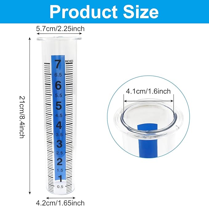 4Pcs 7Inch Rain Gauge Replacement Tube, Plastic Rain Gauges Outdoors for Yard, Garden, Water Gauge for Rain