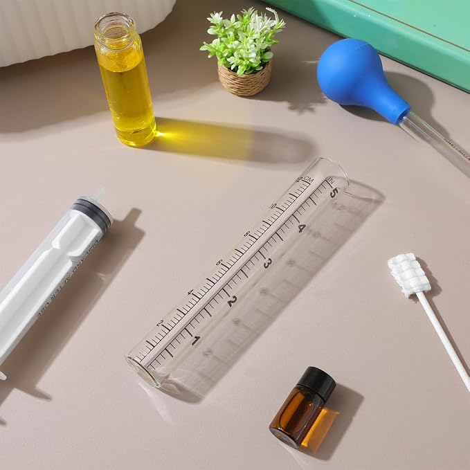 LIOOBO Glass Rain Gauge Replacement Tube 5" Clear Rain Meter Cylinder with Easy-Read Scale, Outdoor Weather Gauge Refill for Yard Garden