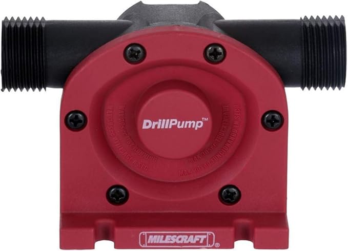Milescraft 1314 Drill Pump 750 - Self Priming Water Pump Attachment for Drills - Water Transfer Pump - Uses Common Garden Hose - 750 Gallons per Hour