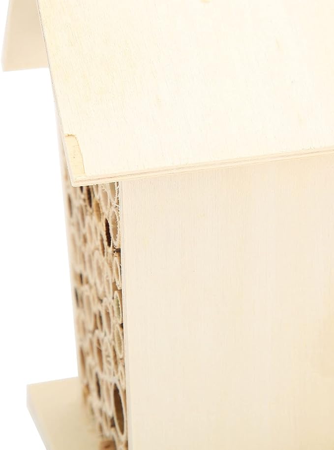 2PCS Wooden Bee House - Natural Hotel for Bees - Safe & Durable Garden Decoration & Pollinator