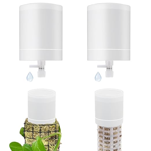 2 Pack Moss Pole Watering Dripper, Adjustable Water Flow Self Watering Devices Slow-Release Watering Spikes for Plant Support Climbing Poles (Cylindrical)