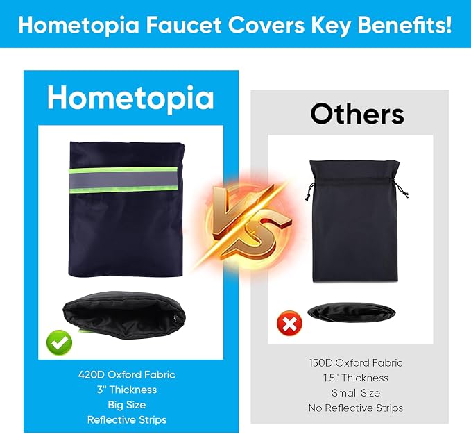 6 Pack Outdoor Faucet Covers for Winter - Pro 6.7"W x 8.3"H Outdoor Water Faucet Cover Socks for Winter Freeze Protection Pipe Insulation Reusable Waterproof Insulated Spigot backflow Cover,Black