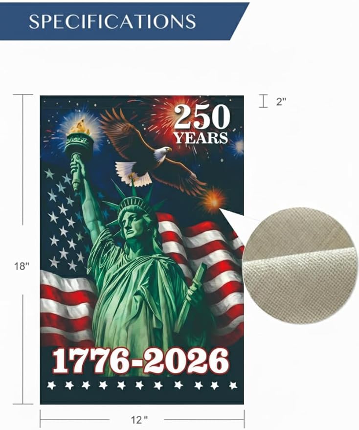 USA 250th Anniversary Garden Flags,America Garden Flags For Outside,12x18'',Double Sided Flag For Outdoor Garden Decor (Liberty)