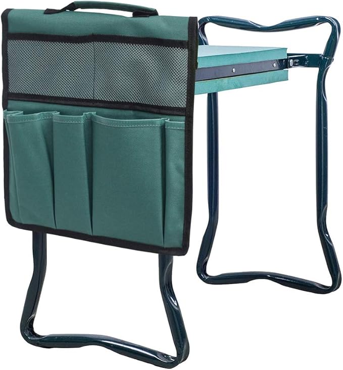 Garden Kneeler Tool Bag Stool Pouch Seat Storage Tote Hanging Organizer, 600D Portable for Outdoor Gardening(Size: 11.81 * 7.48 * 0.19 in) (Green)
