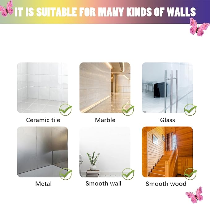 SAOROPEB 3D Butterfly Wall Decor, 24 Pcs Double Layer Butterfly Decorations for Party Decorations Locker Decor Refrigerator Decal, Reusable (Pink)