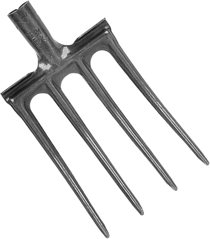 Digging Fork High Carbon Steel Garden Fork Anti Breakage Garden Digging Spading Fork for Farms Ranches (4 Tine)