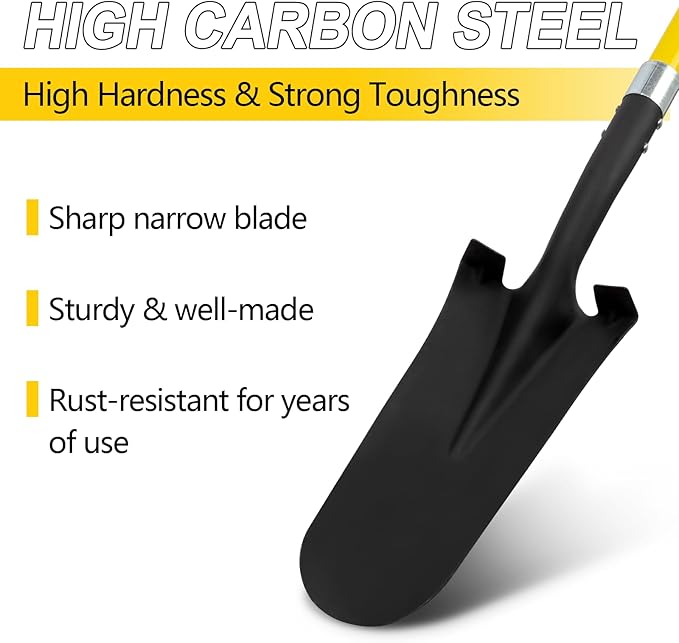 Nohovu Shovel for Digging, Heavy Duty Shovel with Fiberglass Handle, 58 Inches