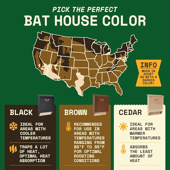 WildYard Cedar Bat House Kit - 2 Chamber, Holds 75 - Weatherproof Bat Shelters for Outdoors - Simple Installation Kit & Outdoor Shelter - Wildlife House for Patio & Colony Attraction