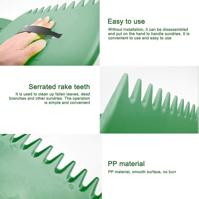 Bibabala Garden and Yard Leaf Scoops Hand Rakes, Large Sized Hand Rakes, Lightweight Plastic Leaf Scoop, for Leaves, Lawn Debris and Trash Pick Up(Dark Green)