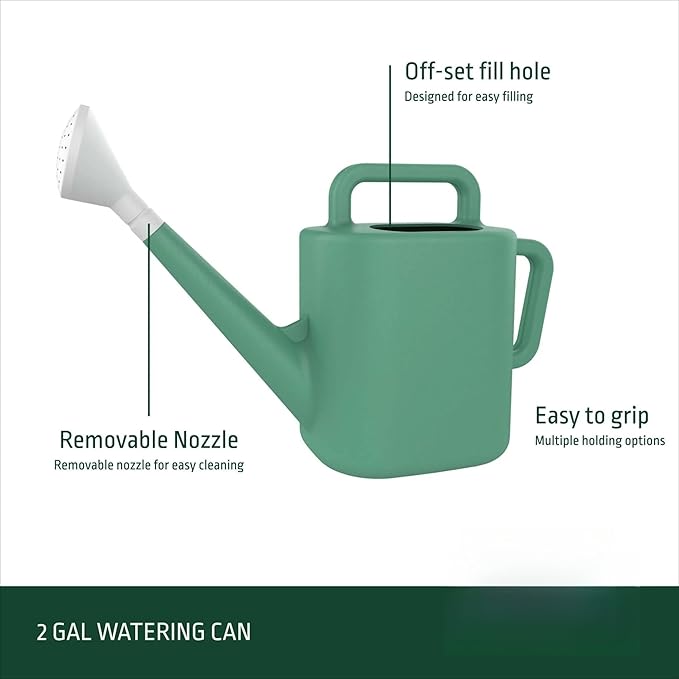 Watering Can 2 Gallon for Indoor Plants, Garden, Outdoor Plant House Flower, Gallon Large Long Spout with Sprinkler Head