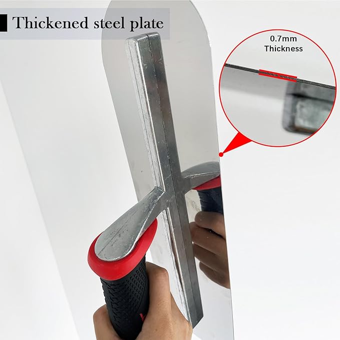 Round End Pool Trowel Set, 2pcs Finishing Trowels Set, Stainless Steel with Soft Grip Handle