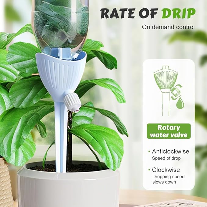 Self Watering Spikes, 4/8 Pack Automatic Plant Waterer with Adjustable Valve, Drip Irrigation Stakes for Indoor & Outdoor Plants, Self Watering Insert Devices for Garden, Vacation (8, Mix)