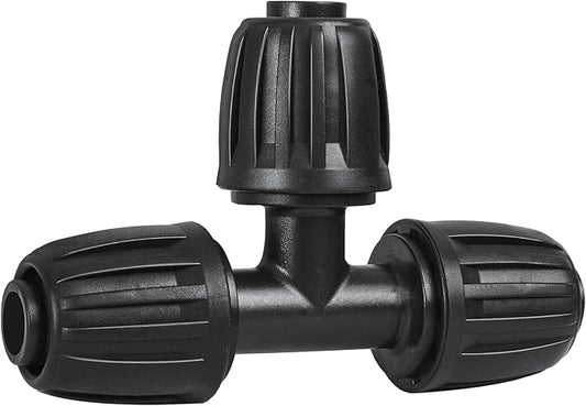 10 Pack 1/2 Inch Drip Irrigation Tee Fittings (1/2" ID x 0.65" OD) - 1/2'' Drip Line Anti-Drop Barbed Lock Nut T Connectors for 1/2 Inch Drip Irrigation Tubing System Connection
