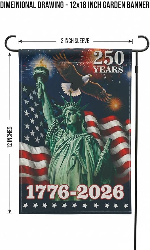 USA 250th Anniversary Garden Flags,America Garden Flags For Outside,12x18'',Double Sided Flag For Outdoor Garden Decor (Liberty)