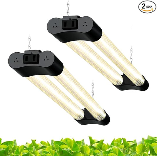 Hlite 16inch 2 Pack LED Grow Lights - Linkable Grow Lights for Indoor Plants, Full Spectrum Plant Lights Plug and Hanging with On/Off Switch Hanging Grow Light from Seedling to Flowering, Yellow