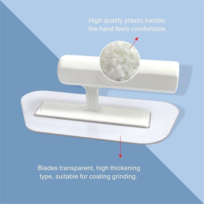 Hanroy Polygon Plastic Trowel with White Comfortable Grip Handle, Includes 3.4" x 7'' Plastic Finishing Trowels, Lightweight Mounting, Round End, Suitable for Scrape,Plastering and Paint Walls(D1159)