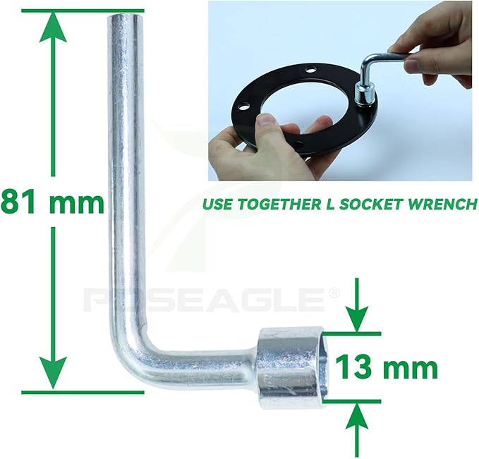 2 Pack Upgraded High-Strength Deck Spindle Reinforcement Rings with Mouting Bolts and L Shaped Angled Hex Socket Wrench for John Deere All Series Lawn Tractors and Lawn Mowers