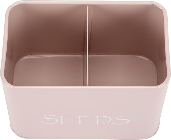 Katai Seed Storage Box – Durable Metal Seed Organizer Storage Box for Gardeners, Complete Seed Packet Storage Box with Lid, Monthly Dividers, 20 Envelopes & Pencil, Compact Seed Saver, Pink Flamingo