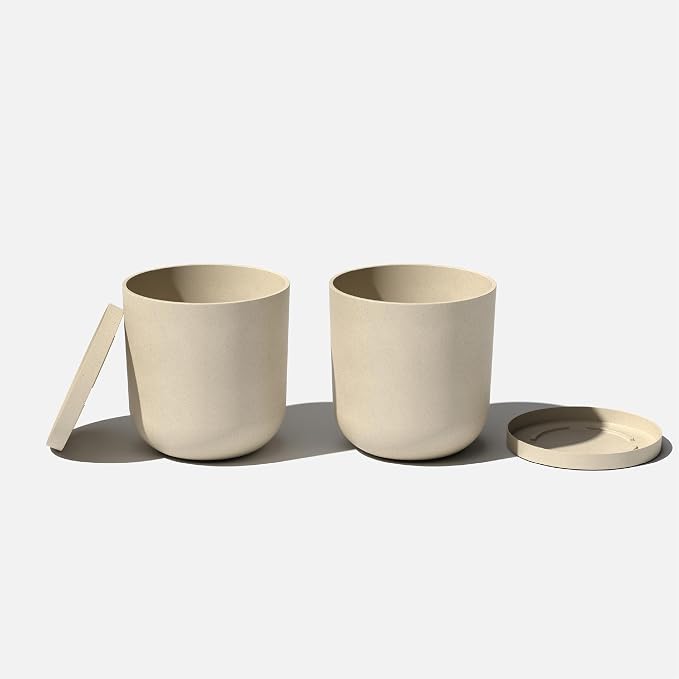 Veradek Mason Series Lima Planter - Round Planter for Indoor or Outdoor Porch/Garden | Made from Plastic-Stone Composite with Drainage Holes | Modern Décor for Succulents, Flowers, Small Plants