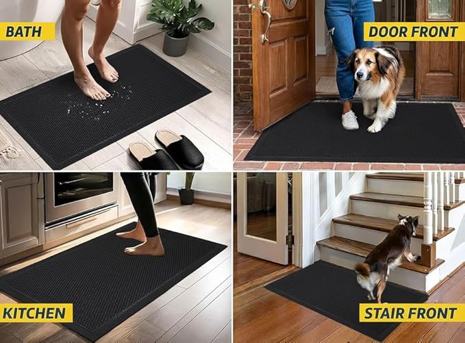 Muddy Mat® Meshy Mat™ Door Mat Heavy-Duty Quick-Dry Floor Mat, Sand & Dirt Trapper for Indoor & Outdoor, Ideal for Entrance, Mudrooms,Patios & Garages,Low-Profile,Non-Slip,Washable– Black 17"x30"x0.4"