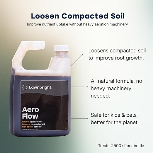 Aeroflow by Lawnbright - Liquid Lawn Aerator - Loosen Soil & Clay Without Equipment - Kids & Pet Safe - Sprayer Included (32 fl. oz)