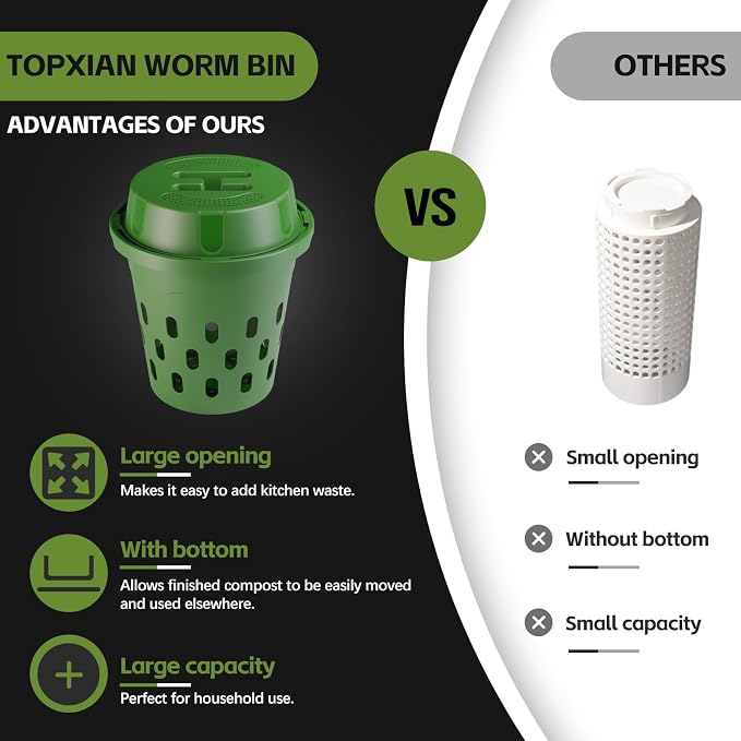 Warm Composter, 6-Pack 8L (2.11Gal) Inground Worm Compost Bin, Outdoor Worm Farm for Garden Beds & Home Use, Vermicomposting Bin for Beginners (9.5x9.5x10.8Inch), Green