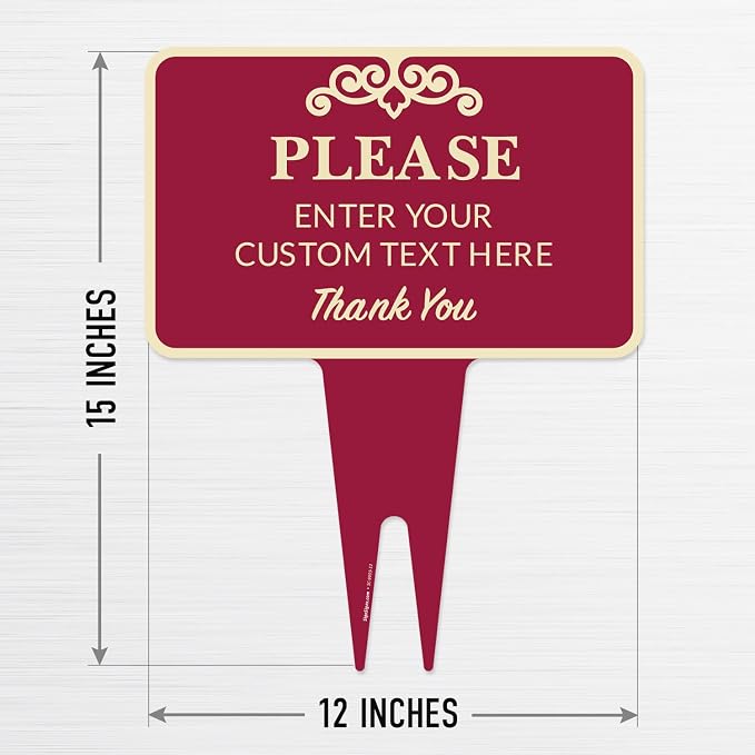 Personalized Aluminum Composite Yard Stake Sign, Custom Inground Rectangle Decor Indoor/Outdoor Sign, 12x15 Inches, ACM, Made in USA by Sigo Signs