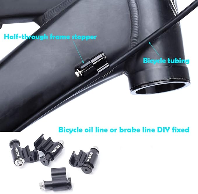 Farbetter 4-Piece Bicycle Brake Cable Guides, Aluminum & Stainless Steel, Black, 4 Pack