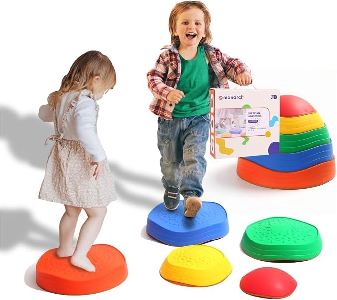 makarci Balance stepping stones for kids, non-slip toddlers sensory toys outdoor or indoor play, promoting motor skills and confidence, Obstacle Course Coordination Toys for children age 3 4 5 6 7+