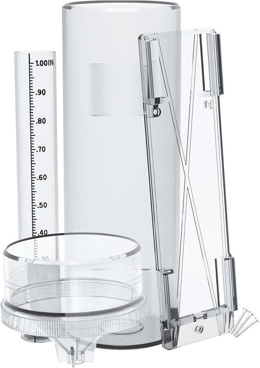 Holdly Precise Rain Gauge with Mounting Bracket, Outdoor Rain Gauge Accurate to 1/100th of an Inch, Made of UV and Heat Resistant Polycarbonate Material for All Weather Conditions