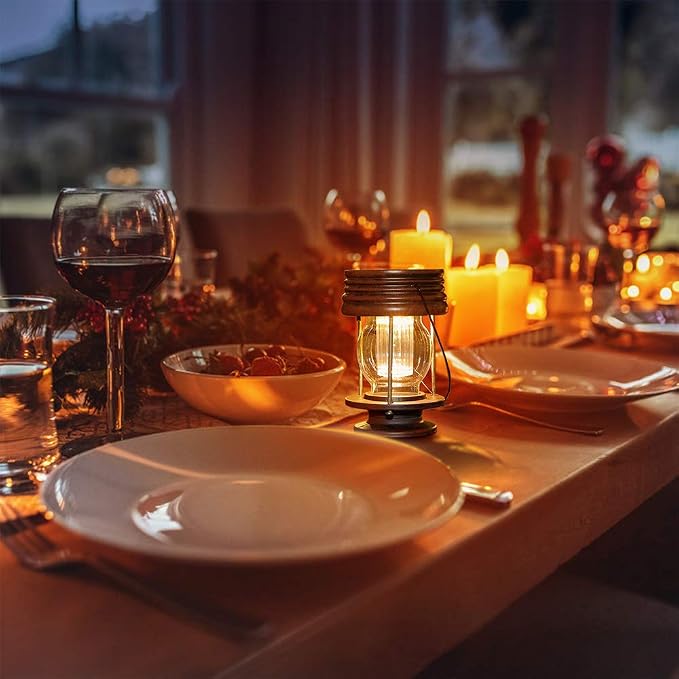 Hanging Solar Lights Outdoor - 1 Pack Solar Powered Waterproof Landscape Christmas Lanterns with Retro Design for Patio, Yard, Garden and Pathway Decoration (Warm Light)