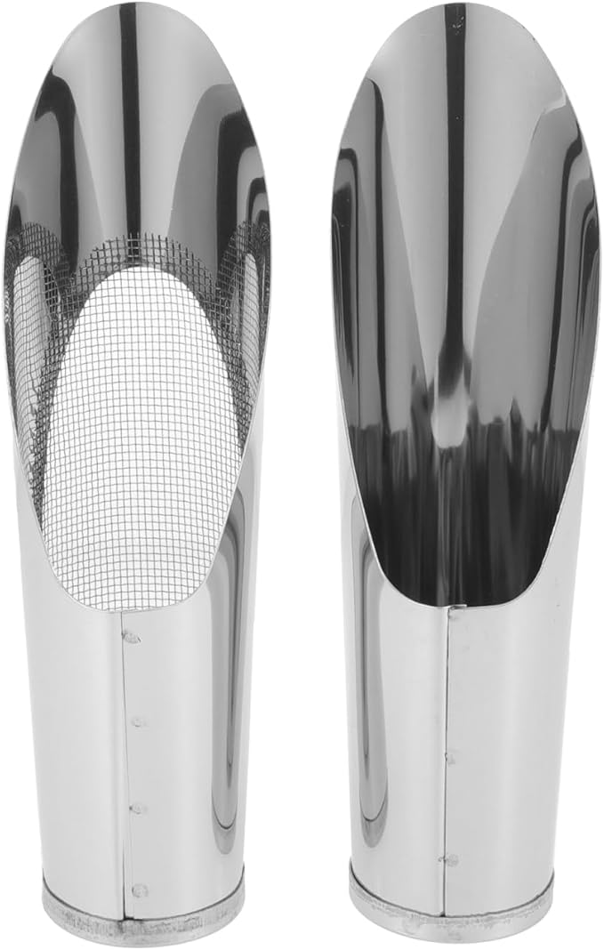 BESTonZON 2Pcs Small Soil Scoop and Sifter Set, Stainless Steel Bucket Shovel Bonsai Tools for Indoor Plants, Dirt Scooper Potting Spade for Succulent