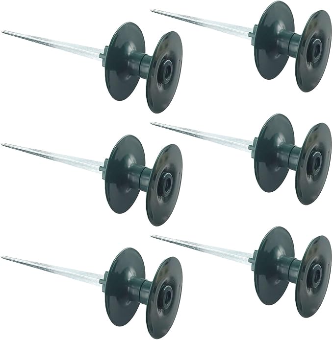 Garden Hose Smooth Roller Guide with Heavy Duty Zinc Spike, ABS Resin Wheel for Hose Protection Around Plants(6pcs)