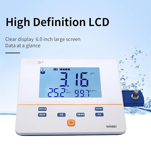 Instruments,Lab Benchtop pH Meter kit,1-2Points Auto Calibration,0.01 pH Accuracy,Digital Bench Top pH Meter and Electrode,6.0 inch High Definition Screen(PH100B)