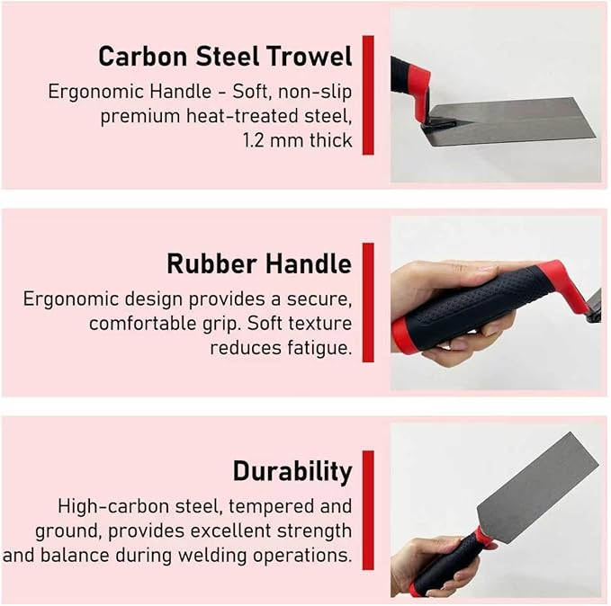 Concrete Tools 4pcs Set, Stainless Steel Pool Trowel and Margin Trowel Plus Concrete Edger and Groover Masonry Hand Tool