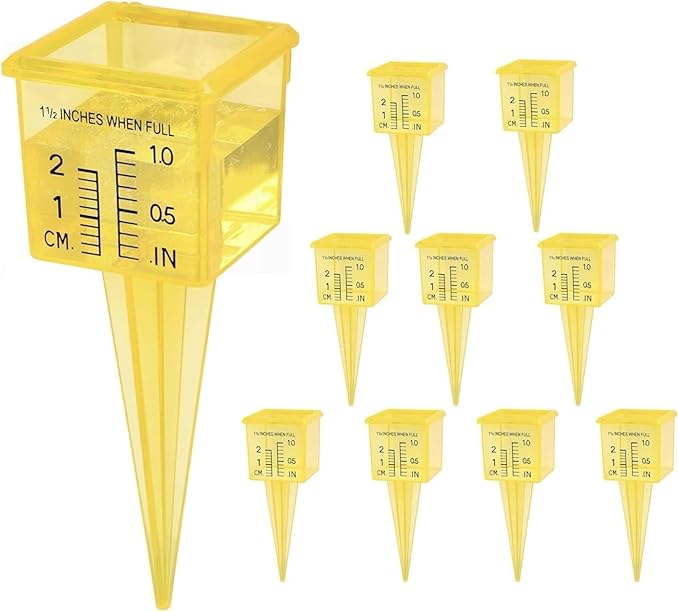15 PCS Rain Gauges Outdoor 1.5" Transparent Sprinkler Rain Gauge for Lawn with Wide Mouth Water Measuring Tool (Yellow)