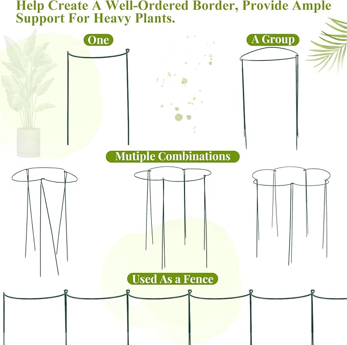 Tioncy 6 Pcs 42″ H x 15.8″ W Plant Support Stakes Cages for Garden, Metal Half Round Plants Tension Rods for Indoor Outdoor Large Tall Flower Vegetables Tomato Peony Rose Support