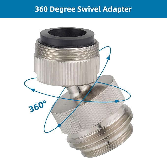Hibbent Faucet Adapter Kit, Swivel Aerator Adapter to Connect Garden Hose - Multi-Thread Kitchen Sink Faucet to Garden Hose Adapter 3/4 Inch - Brushed Nickel