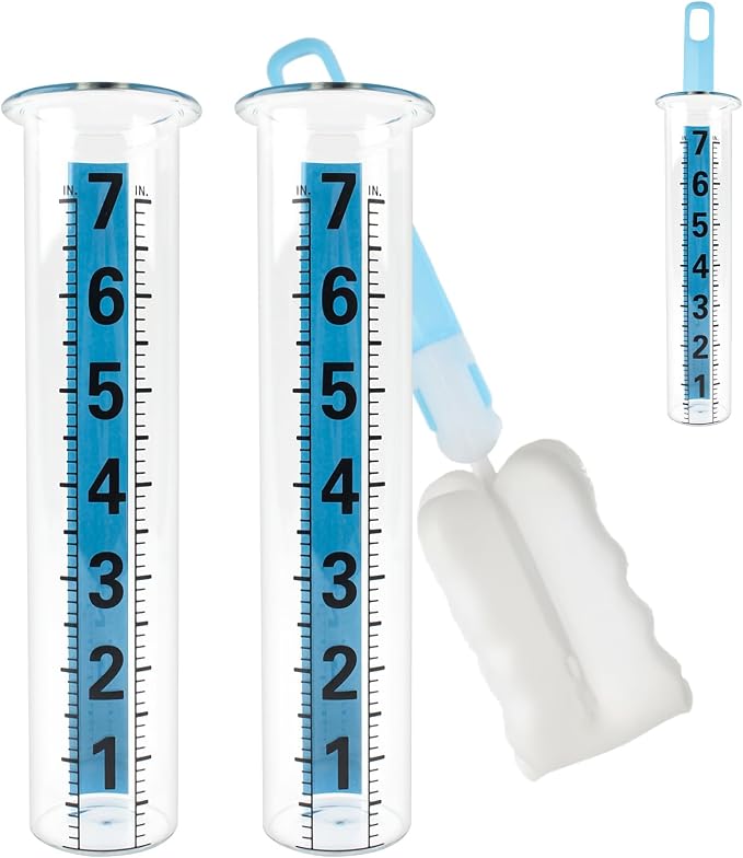 TBWHL Rain Gauge Outdoor, 7 Inch Rain Gauges Outdoors Best Rated, Upgrade Freeze Proof Outdoor Rain Gauges Replacement Tube for Garden Yard Lawn, Easy to Read Rain Gauge with 1 Clean Brush (2pcs)