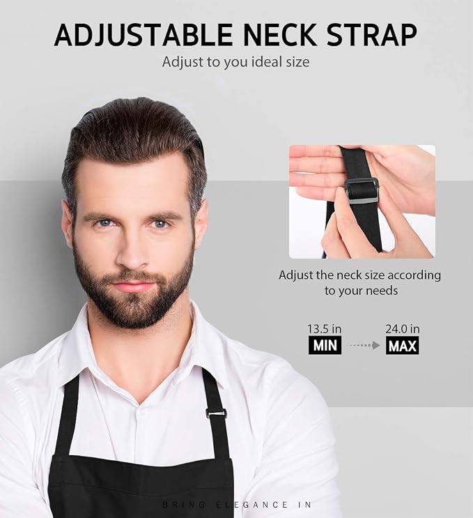 Syntus Apron for Men Women, Adjustable Cooking Kitchen Chef Aprons with 2 Pockets