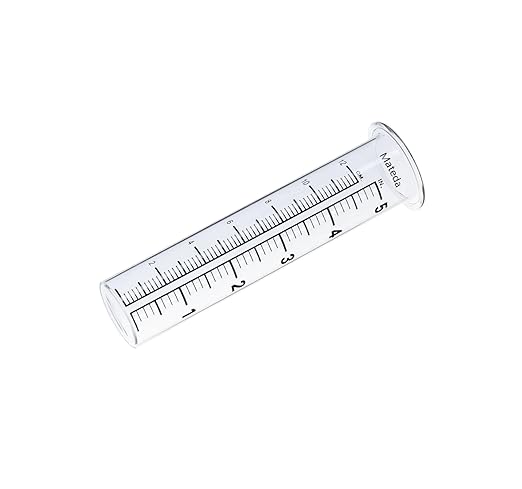 5 inch Capacity Rain Gauge with Stainless Steel Fence Mounting Rack Holder with 2 Pcs Replacement Tube Glass, Post Mount Rain Gauge for Yard Garden Outdoor Home