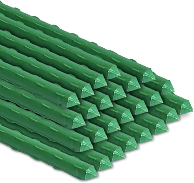 Garden Stakes 57 Inches Sturdy Green Plant Sticks 25 Pack, Metal Tomato Stakes Support, Yard Plant Support Cage for Potted Plants, Tomatoes, Trees, Cucumber, Fences, Beans (57 inch)