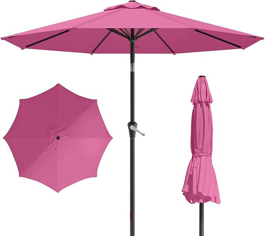10FT Patio Umbrella, Outdoor Umbrella with Push Button Tilt and Crank, 8 Sturdy Ribs, UV Protection & Waterproof Market Umbrella for Pool, Backyard, Beach,Deck