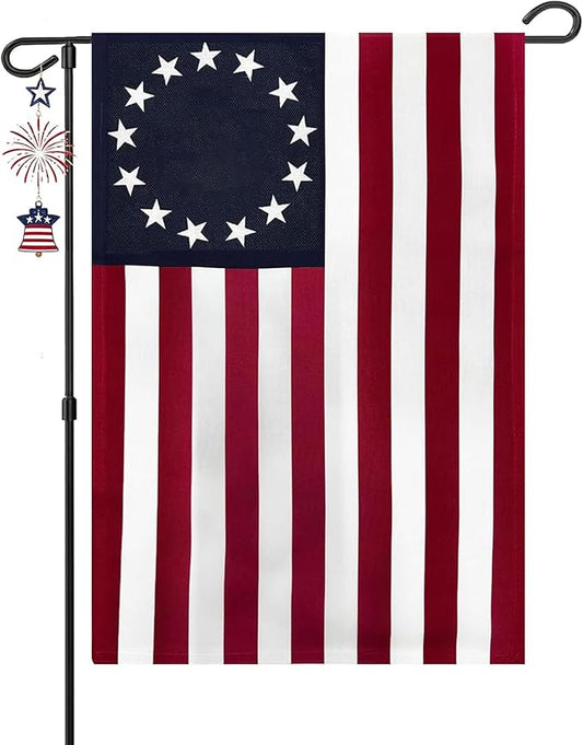 Betsy Ross Garden Flag 12x18 Inch Double Sided, 13 Star Colonial American Garden Flags for Outside, USA 250th Anniversary Patriotic Yard July 4th Decoration
