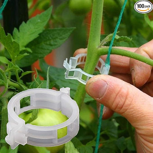 100PCS Plant Support Garden Clips Tomato Clips Supports/Connects Plants/Twine/Vines Trellis/Cages Plant Vine Vegetable Fastening Clip Grafting Tools Make Plant Grow Upright and Healthier (100PCS)