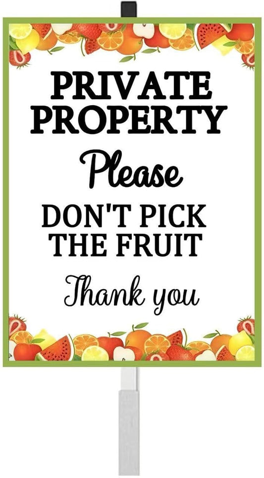 Do Not Pick fruit yard Sign With Stake,Protecting Fruits Yard Sign,Garden Sign With Stake Garden Farm Decor Fence Yard Outdoor For Private property(8x12in)